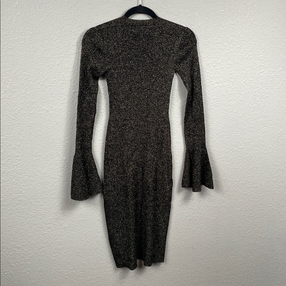 New Frame Godet Lurex Metallic Bodycon Dress Knit Sweater Glitter Sparkle Sz XS - Picture 5 of 11